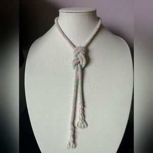 💝3/$50💝Vintage Crocheted Necklace Belt Beaded Faux Seed Pearl Rope